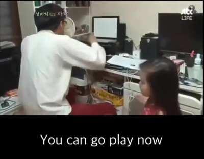 Daughter of blind parents learned not to make a sound when crying. To not worry her parents. Breaks my fragile heart to pieces.