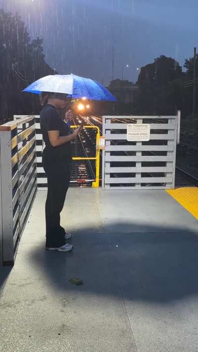 Waiting for the train this morning.