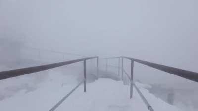 Walking outside during Antarctic storm