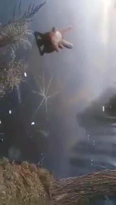 Nude Dude Performs Circus Trick On Frozen Pond...