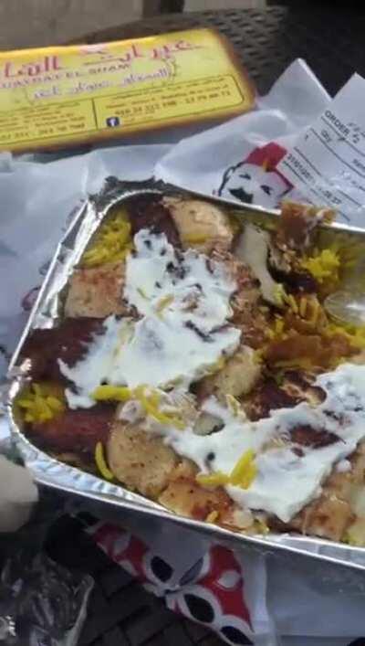 Stray kitty trying to nip my Shawarma