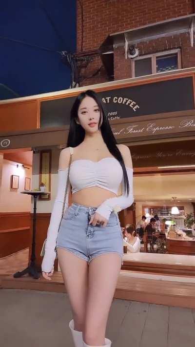 Tight shorts and boots