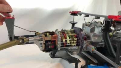 3D Printed Subaru WRX Drivetrain with 6 speed STi transmission. Working clutch, synchros, diffs, etc.