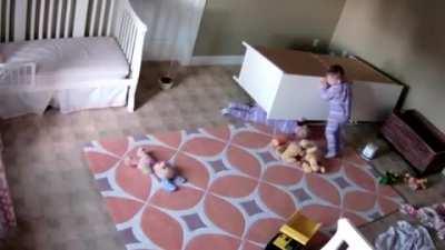 2 year old twin rescues stuck brother