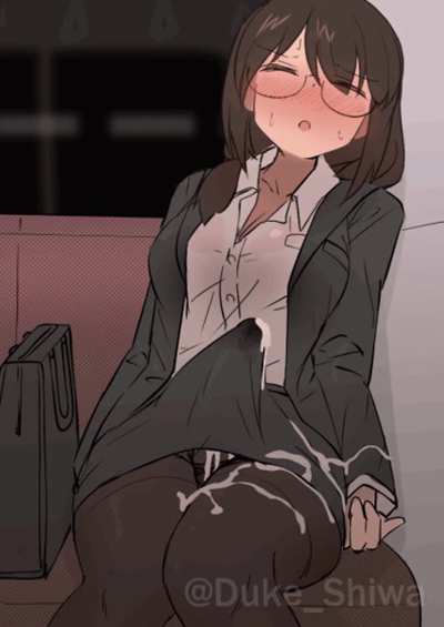 “Ok Pam, don’t panic…when you took the job at CumMax Inc., you knew there might by some side effects from hanging around the stuff all day…GOD this thing is throbbing…*ugh* maybe the commute home will help clear your head…” (artist Duke_Shiwa)