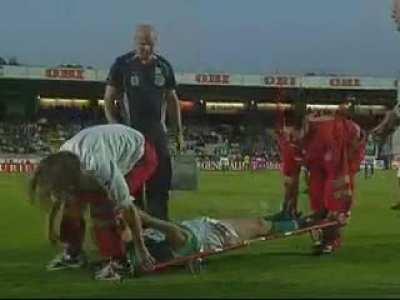 To stretcher off a player (old but gold)