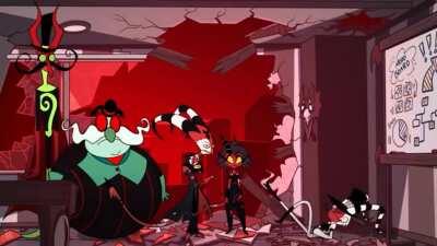 A Clip From Helluva Boss of Blitzo saying GET THE F$CK OUT