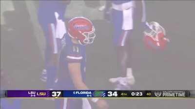 After his team gets a stop on third down in the final minutes, Florida's redshirt Junior defensive back Marco Wilson throws an opponent's shoe down the field, drawing a penalty. A few plays later, the opposing kicker makes a 57-yard field goal in the fog 