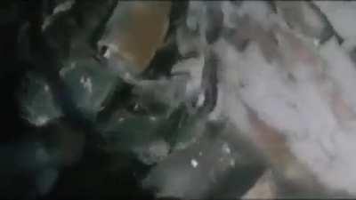 UA pov: Footage of A Russian projectile lands close to a group of UAF soldiers in Bakhmut.