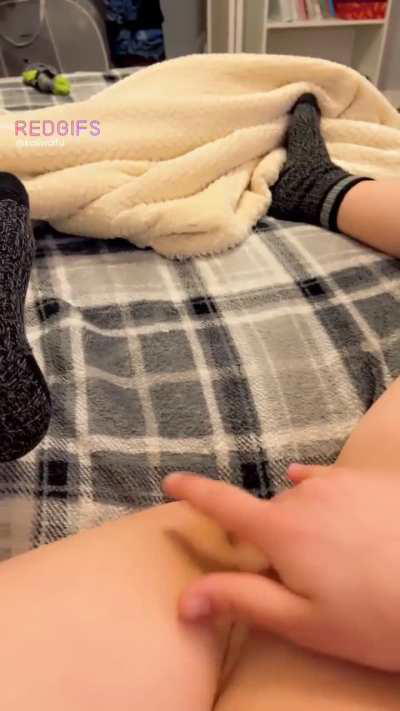 This blonde babe is ready to play