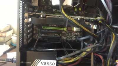 Help! Computer on fire after booting up.