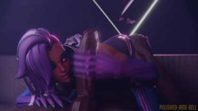 Sombra admiring her new toy {SOUND UPDATE} (polished-jade-bell, Evilaudio) [Overwatch]