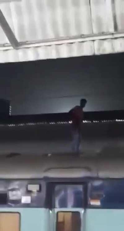 Dude lit up like Goku