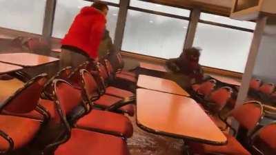 Windows of this ferry shattering during this weeks storm in Hamburg