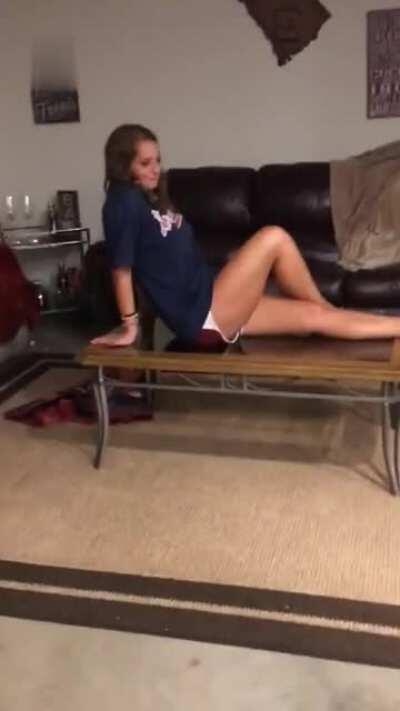 HMC while I pose on a glass coffee table