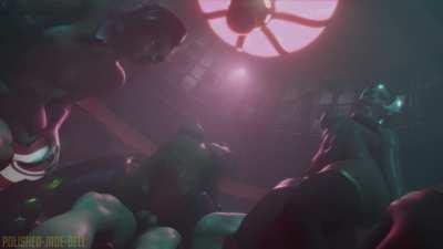 Sombra, Pharah & Symmetra, (polishedjadebell)