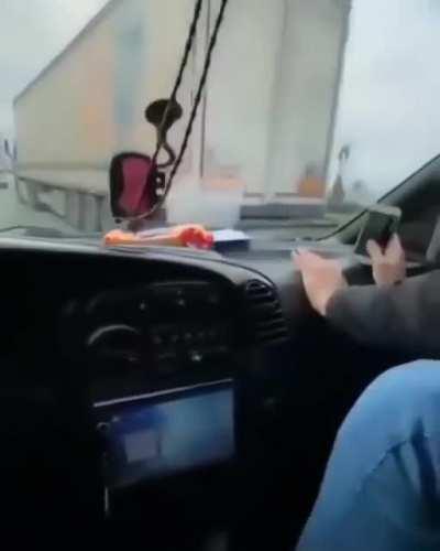 Truck Driver Overtaking Without Looking In The Mirror