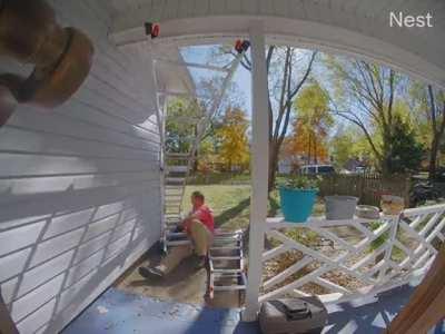 Not securing the legs of the ladder