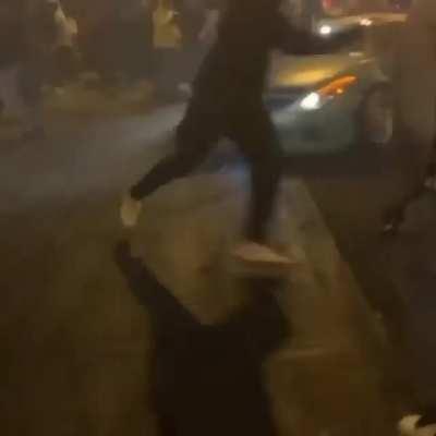 Chaos unfolds overnight in a street takeover after a crash in Los Angeles