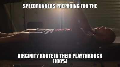 This guy went speedrunning, but he forgot to collect a fart coconut in the first room so he's stuck to the bad ending!