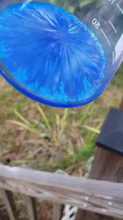 Mesmerized by the way this Copper Nitrate crystallized. Made from 5 pennies.