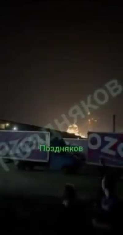 Bryanks airport in russia is struck by drones, causing a large explosion.