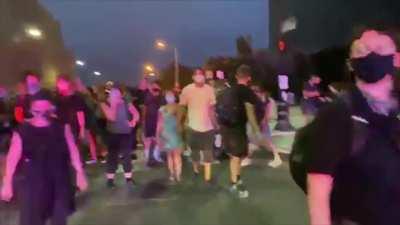 Video of KC protesters blocking a fire truck from going to an emergency call and protesters throwing explosive at the police station.