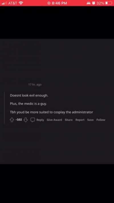 Huh so this is why supreme feminists exist. Also nice medic outfit