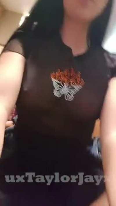 I admit I was really horny wearing this outfit through town so I subtly had to taste myself as I was getting so wet! Him being right there was a huge rush [GIF]