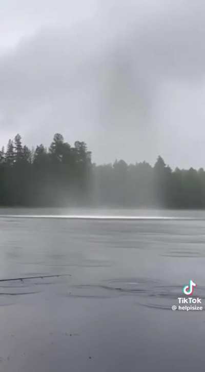 Lightning striking a river and the fish get shocked out of it.