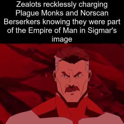 Zealots charging Plague monks and Norscan Berserkers