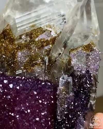 Uruguayan Calcite with Amethyst and Goethite