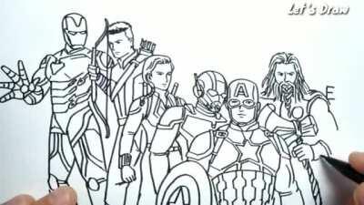 This is how to turn Endgame word into Avengers Endgame heroes. Credit: Let's Draw