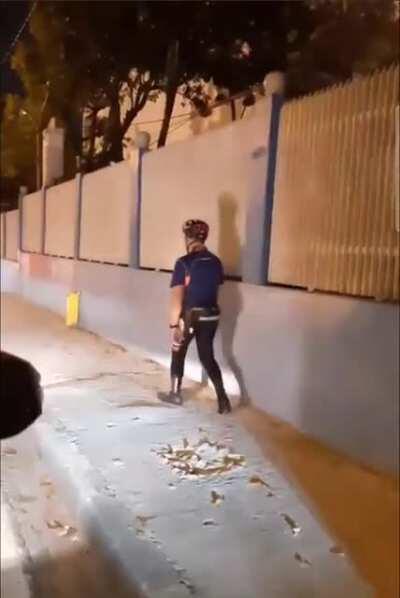 Give helpless beggars spare change in exchange for....