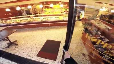 This man made a flying bathtub using drones and went to go get some food