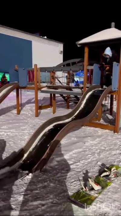 Never too old for a good slide.