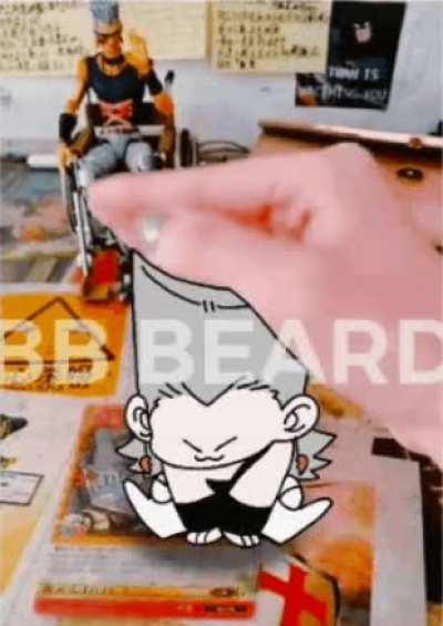 Petting baby Polnareff