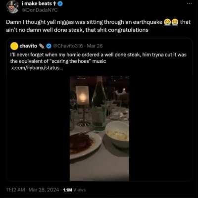 Cutting a well done steak is a 10 on the Richter scale