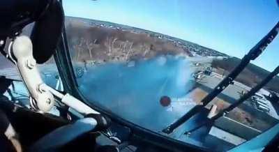 Ukrainian Mi-24 helicopters performing treetop attacks on Russian formations [Spring 2022]