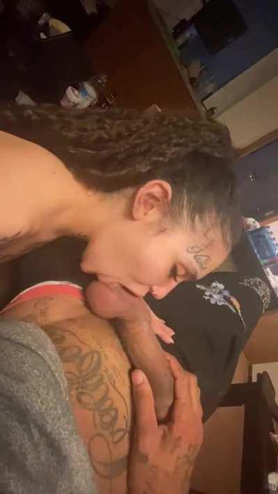 sensual ballsucking of beautiful brunette