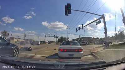 “Whose at fault?” Red car of course. You have to be blind to not see all those damn vehicles.