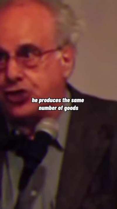 New technology and capitalism. Capitalists have to share the productivity gains with the workers and society, not how it's currently going on