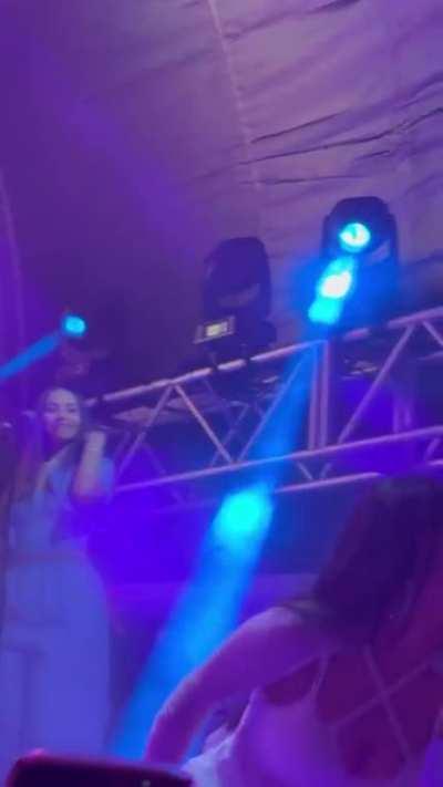 Becky performing on stage during the “Patron” event in Miami 