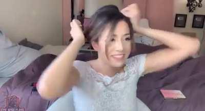 Getting her hair out the way to give head then gets it up the ass
