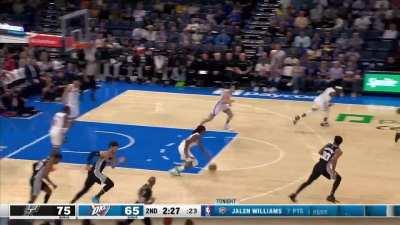 [Highlight] Full Jalen Williams dunks sequence as his teammates lose it on the bench