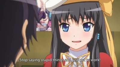 playing with manager´s pussy while she tries to sell merch