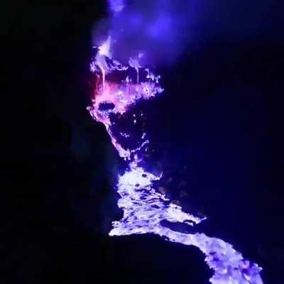 The lava from Indonesia's Kawah Ijen volcano is electric blue
