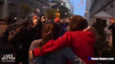 Girl screams terrified as she and her boyfriend are attack by Anti Trump protestors
