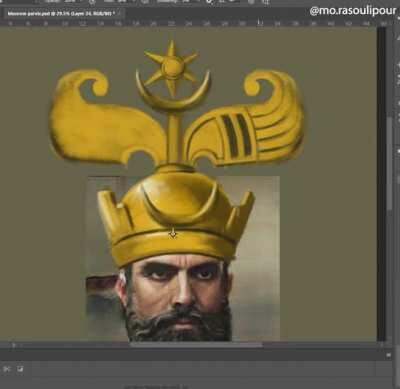 Re-created Khosro Parviz - Sassanian King - based on coins - and with the help of Ai.