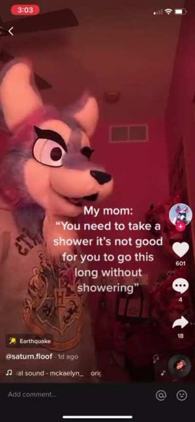 Furry doesn’t shower
